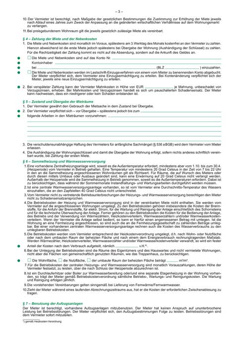 Mietvertrag für Wohnungen