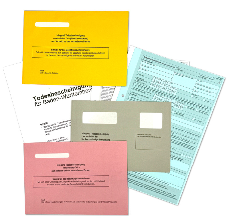 Todesbescheinigung Baden-Württemberg, Totenschein, Komplettsatz