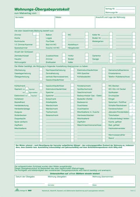 Wohnungs-Übergabeprotokoll