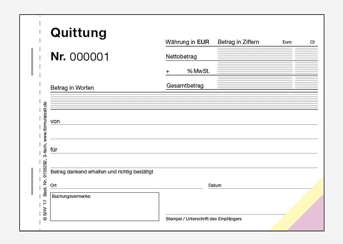 Quittungsblock 2-fach SD, nummeriert, MwSt, 2x50 Blatt-2