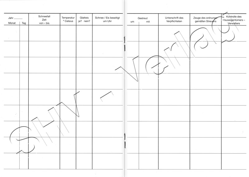 Streukontrollbuch für Grundstücke Innenseiten