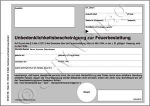 Unbedenklichkeitserklaerung zur Feuerbestattung