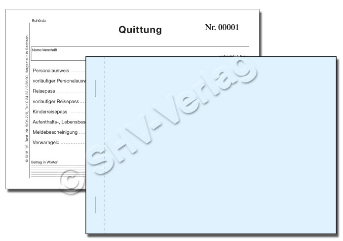 Nummerierter Quittungsblock mit Pos.-Eindruck, 2-fach, DIN A6