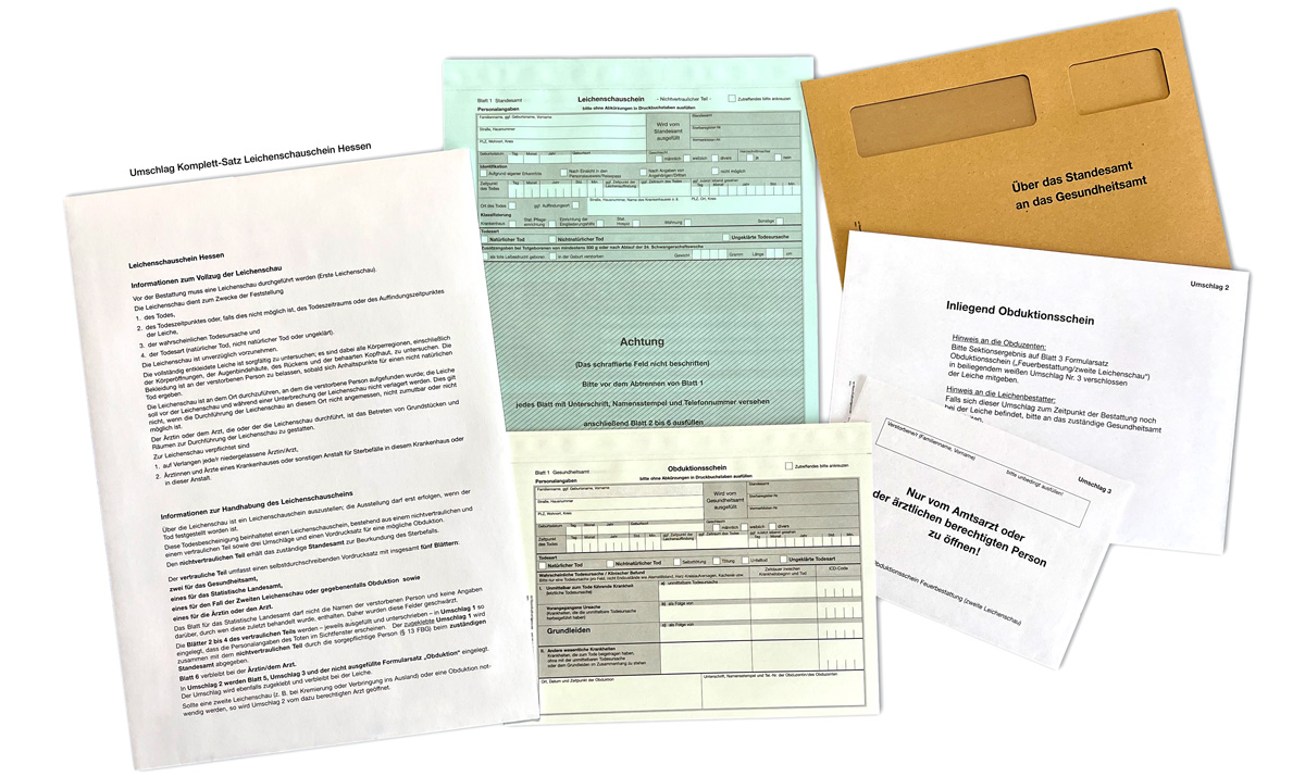 Leichenschauschein Hessen kompletter Formularsatz-2