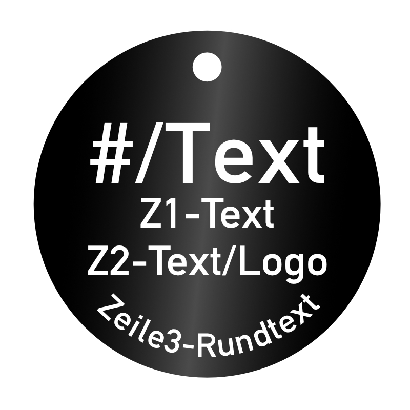 Baummarke Baumplakette ø=50 x1mm, matt eloxiertes Aluminium, individuelle Gestaltung, mit Laserbeschriftung