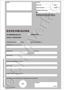 Genehmigung zur Beisetzung von Leichen / Ascheresten