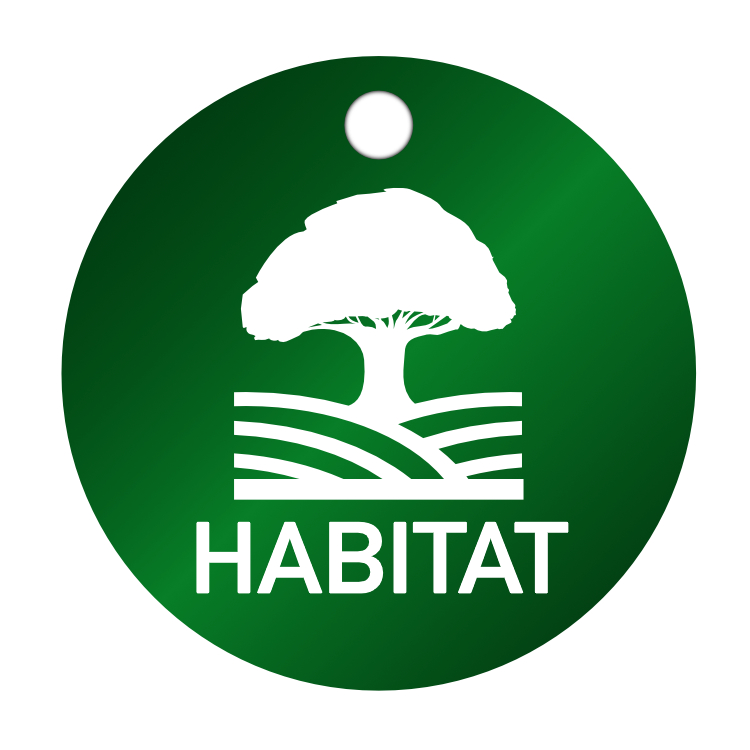 Habitat Baum, Logo Baum, Alu Plakette Baummarke, Muster gruen