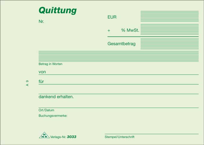 Quittung - Block - selbstdurchschreibend