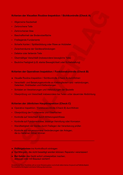 Kontrollbuch für Spielplätze, Umschlag innen, A4