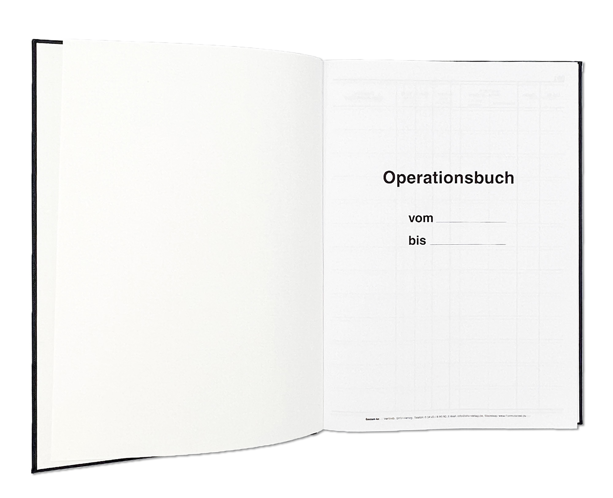  Operationsbuch, blauer Kunstledereinband, DIN A4 Seite 1 innen