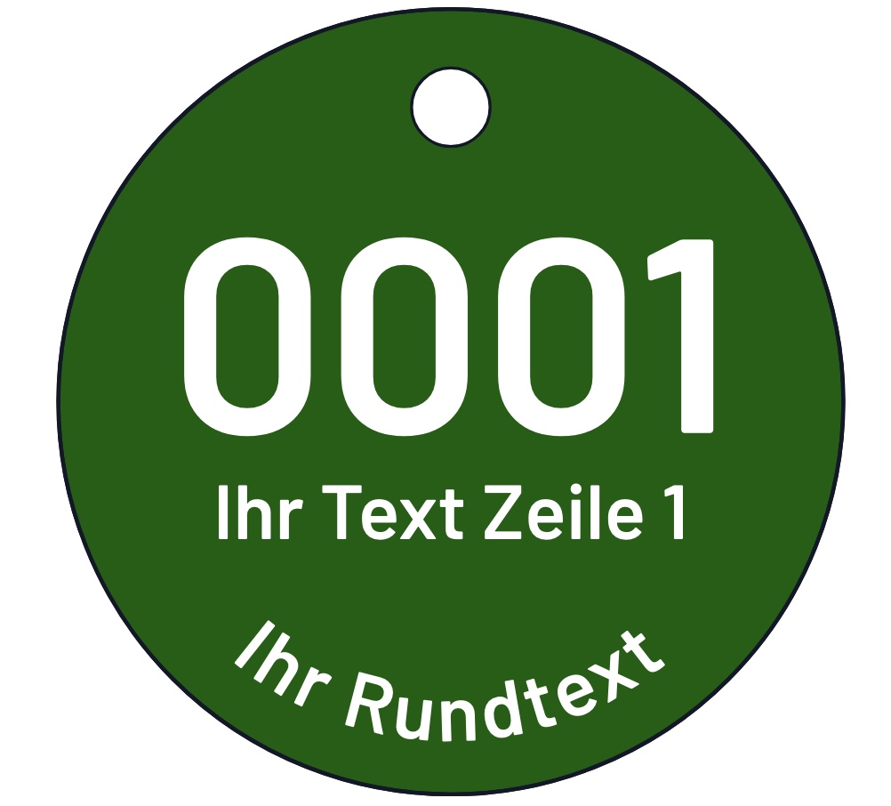 Biotopbaum Baumplakette 4-zeilig, Alu Plakette Baummarke, gruen