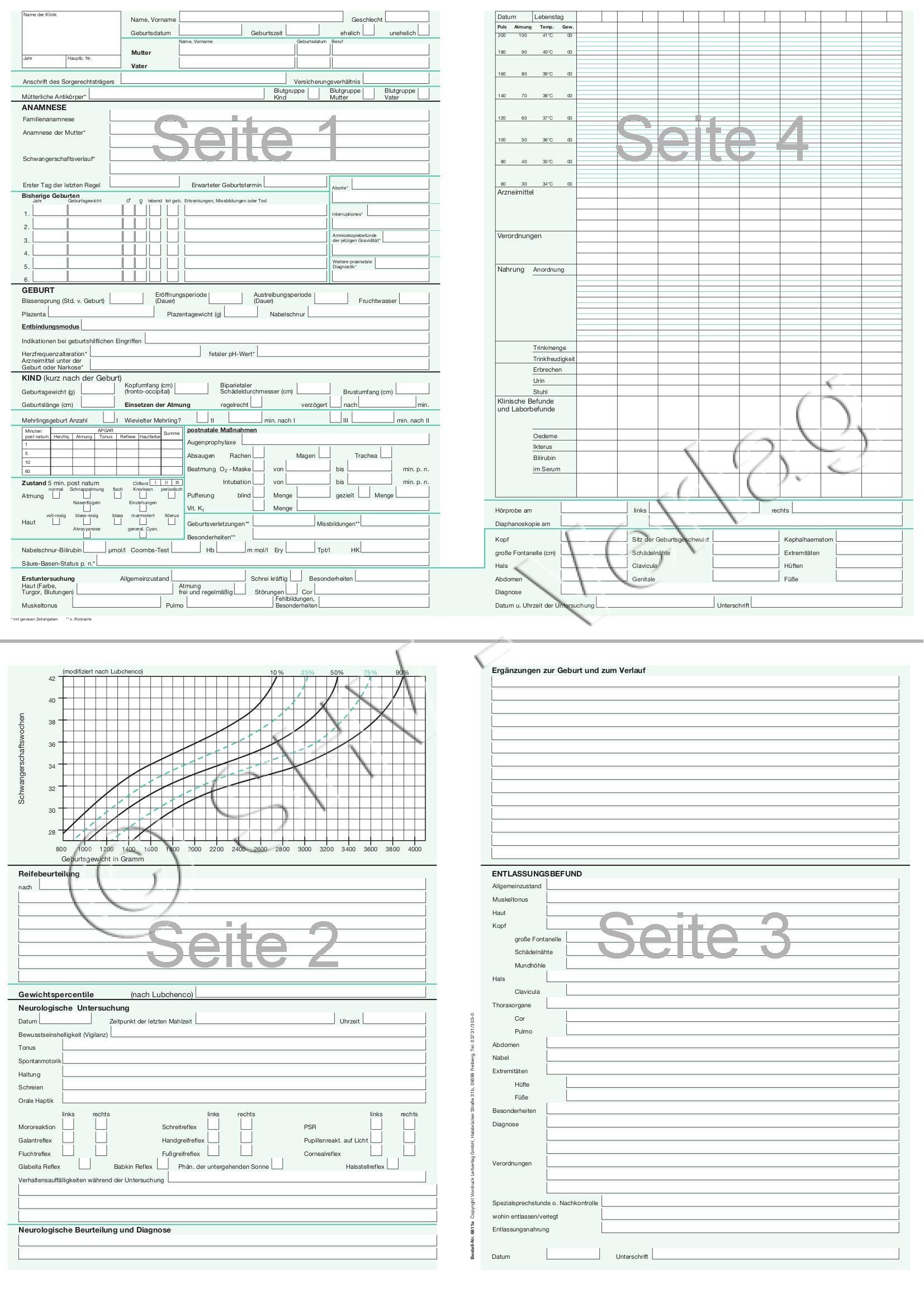 Einlegeblatt (Neugeborene)