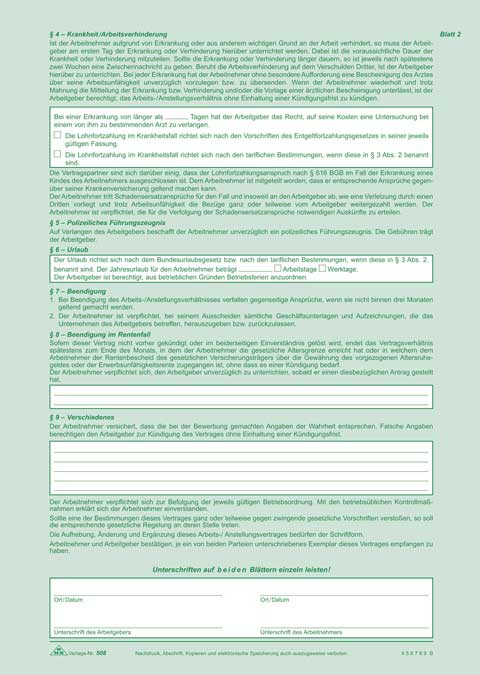 508__3___ebd002 3 x Arbeits-/Anstellungsvertrag bei Teilzeit-Beschäftigung - selbstdurchschreibend