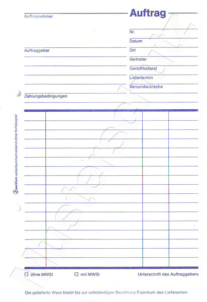 Zweckform Auftrag Block Inhalt