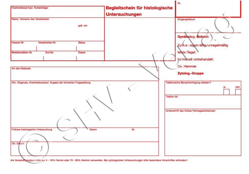 Begleitschein für histologische Untersuchungen