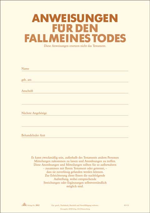 Persönlicher Testament-Brief