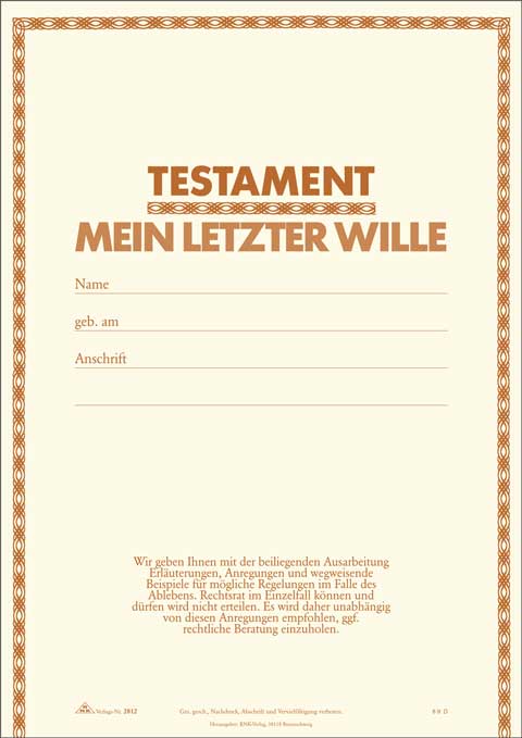 Persönlicher Testament-Brief