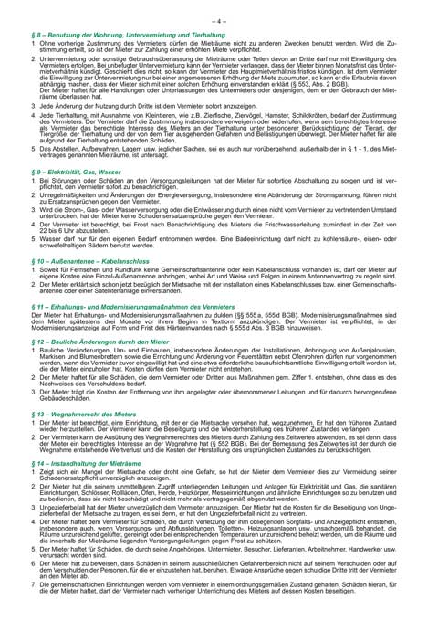 Mietvertrag für Wohnungen