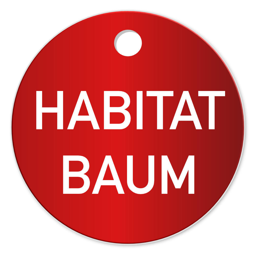 Text Habitat Baum rot Habitat Baum, Alu Plakette Baummarke, 50mm, rot