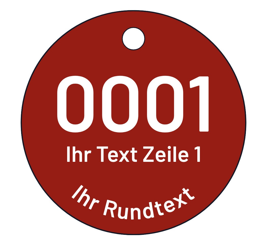 Biotopbaum Baumplakette 4-zeilig, Alu Plakette Baummarke, rot