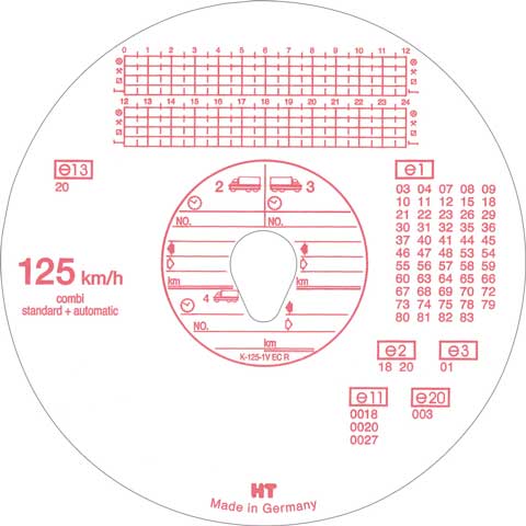  Original HAUG Diagrammscheiben 125 100 (125 km/h Kombi)  Fahrtenschreiber 2