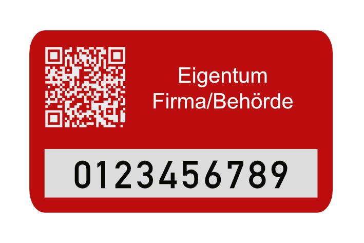 Inventaraufkleber 50x30mm, Typenschild, Stärke 0,5mm, selbstklebend, Alu eloxiert