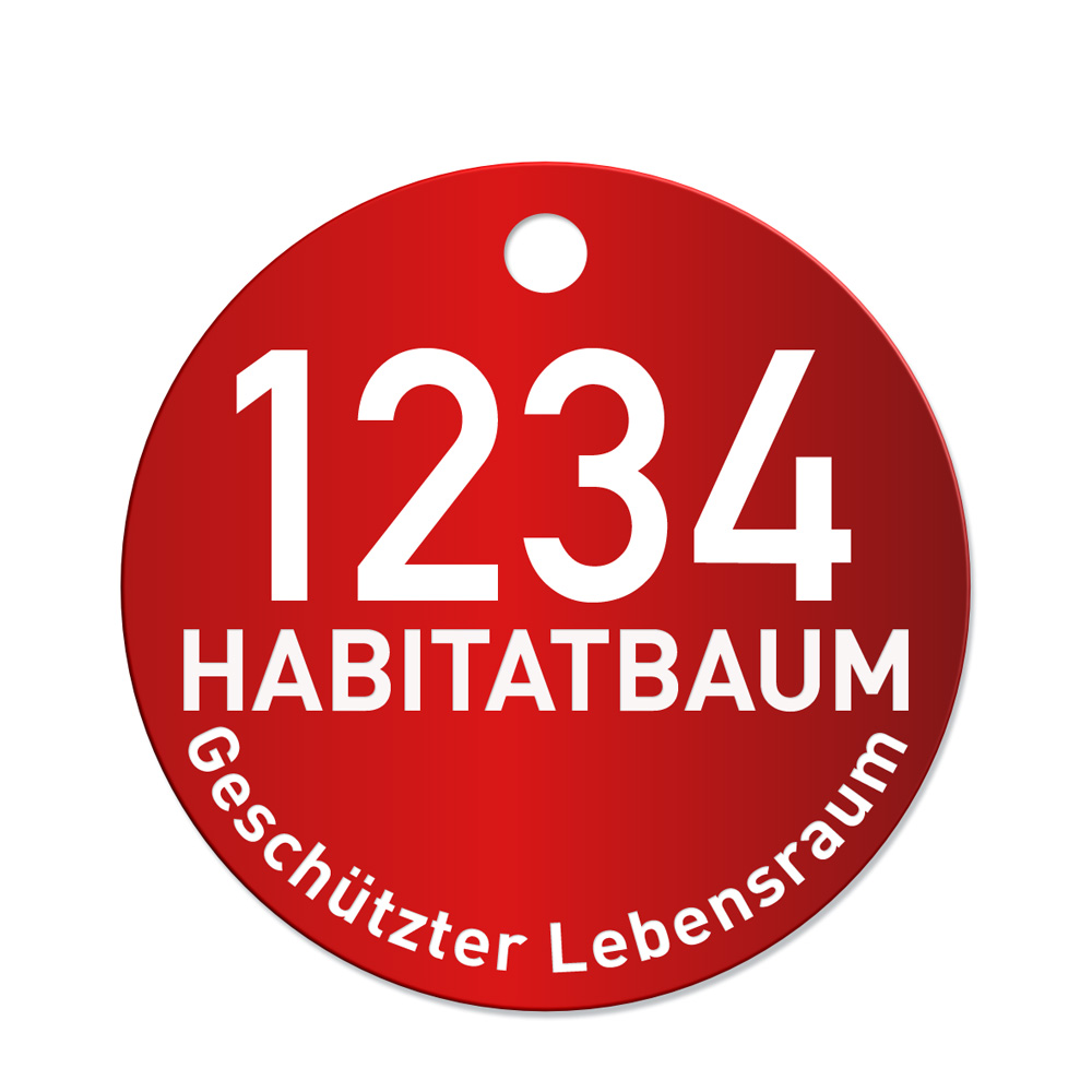 Habitatbaum geschuetzter Lebensraum, Alu Plakette Baummarke, rot