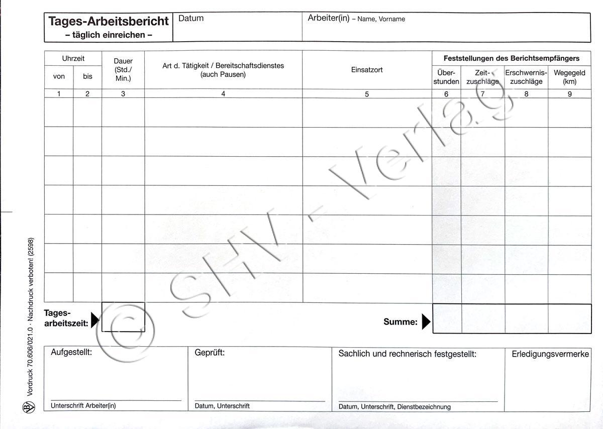 Tagesbericht - Arbeitsbericht A5