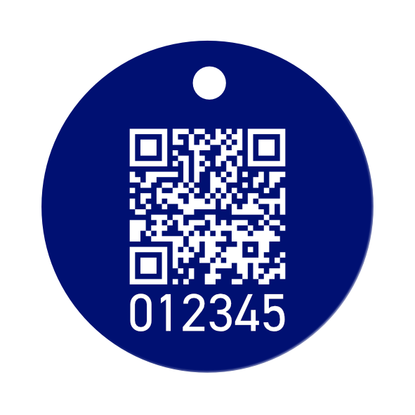 QR-Code Baummarke Ø 40 mm aus eloxiertem Aluminium mit Lasergravur