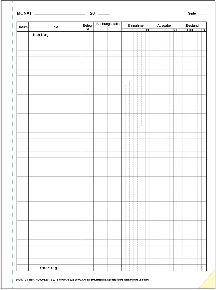 Kassenbuch-Nr. 0905.601-2 E-1