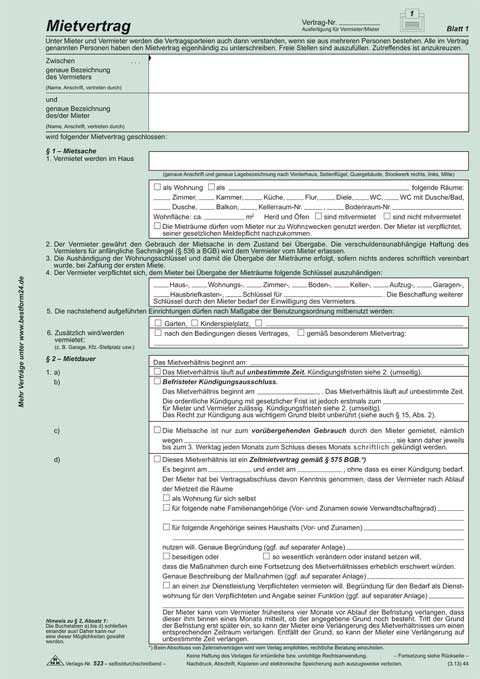 Universal-Mietvertrag für Wohnungen