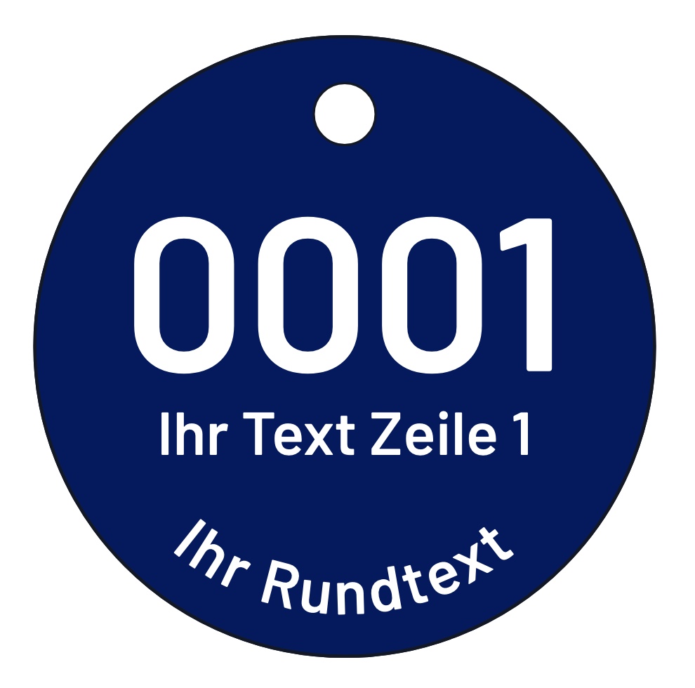 Biotopbaum Baumplakette 4-zeilig, Alu Plakette Baummarke, blau