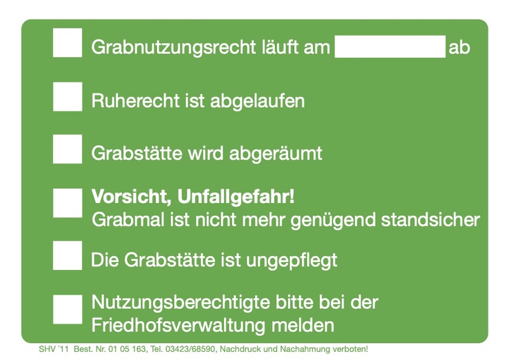 10 PVC-Aufkleber DIN A6, Universalaufkleber für den Friedhof, grün