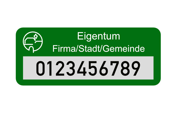 Inventaraufkleber, 50x20mm, Typenschild, Stärke 0,5mm, selbstklebend, Alu eloxiert