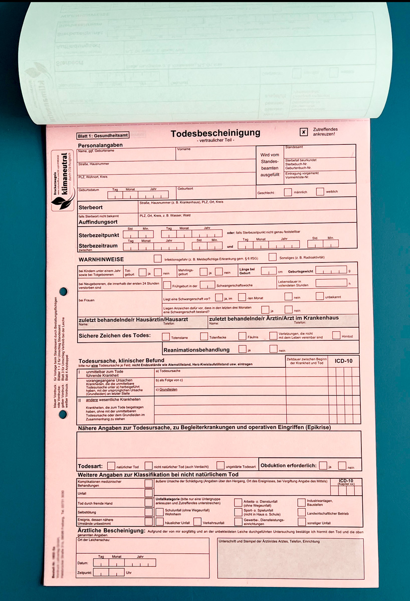 Todesbescheinigung (Sachsen) Blatt 3-4