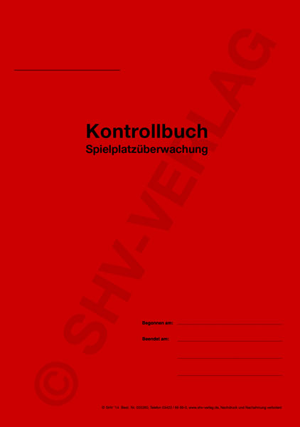 Kontrollbuch für Spielplätze, Umschlag, A5