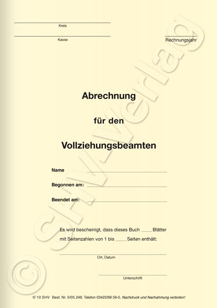 Abrechnungsbuch für Vollziehungsbeamte