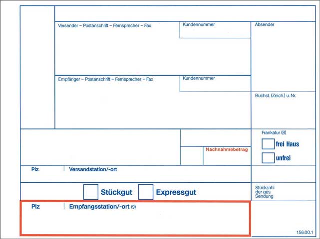 Frachtaufkleber - ungummiert