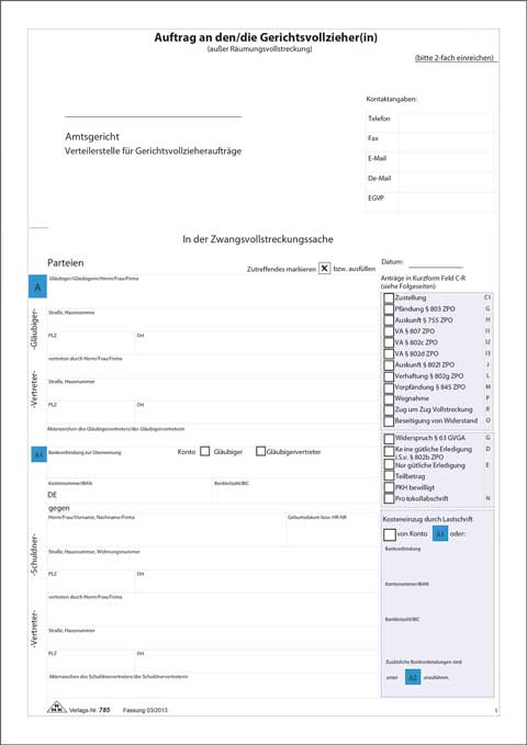 wangsvollstreckungsauftrag an den Gerichtsvollzieher