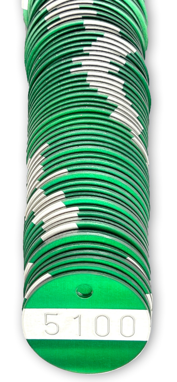 70 Alu Baummarken, Werkzeugmarken, d=30 x 1 mm, grün, Nr 5031-5100