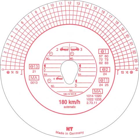 Original HAUG Diagrammscheiben 180 100 (180 km/h Automatik) Fahrtenschreiber 2