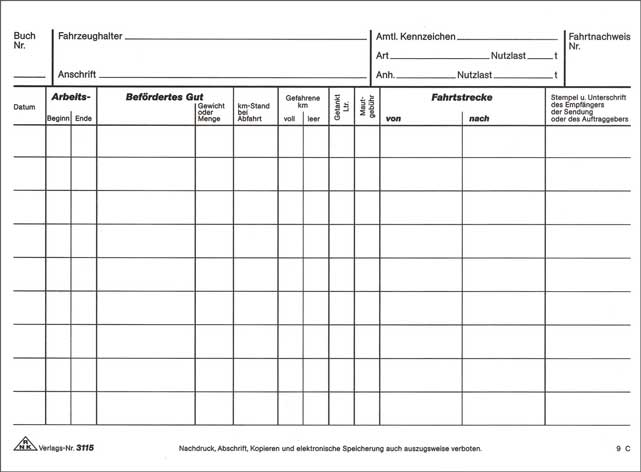 Fahrtenbuch für Lkw