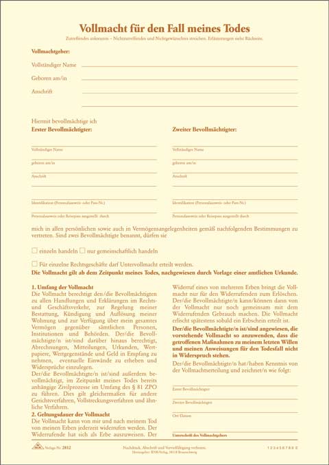 Persönlicher Testament-Brief