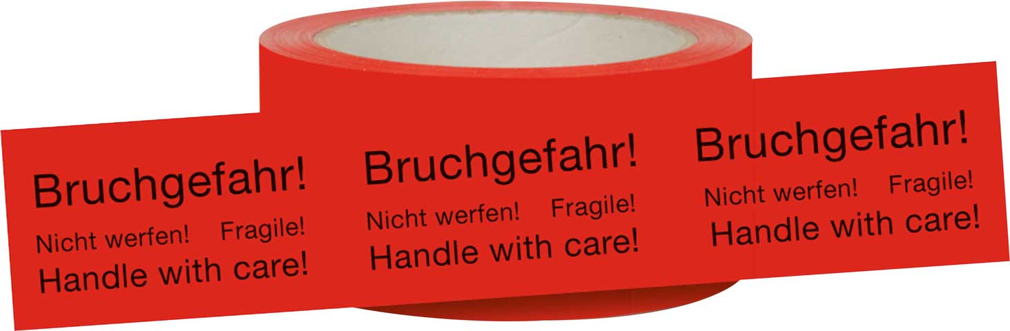Signalklebeband "Bruchgefahr! Nicht werfen!"