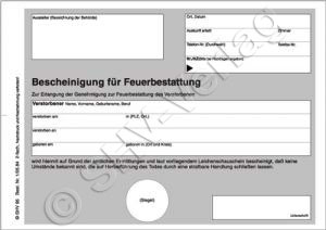 Bescheinigung für Feuerbestattung