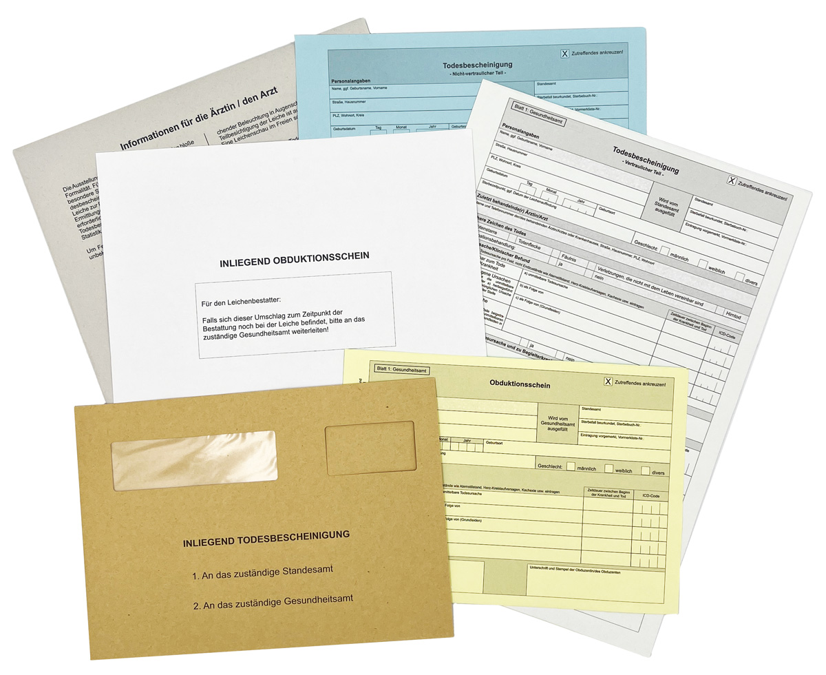 Todesbescheinigung für Mecklenburg-Vorpommern, Totenschein, Komplettsatz