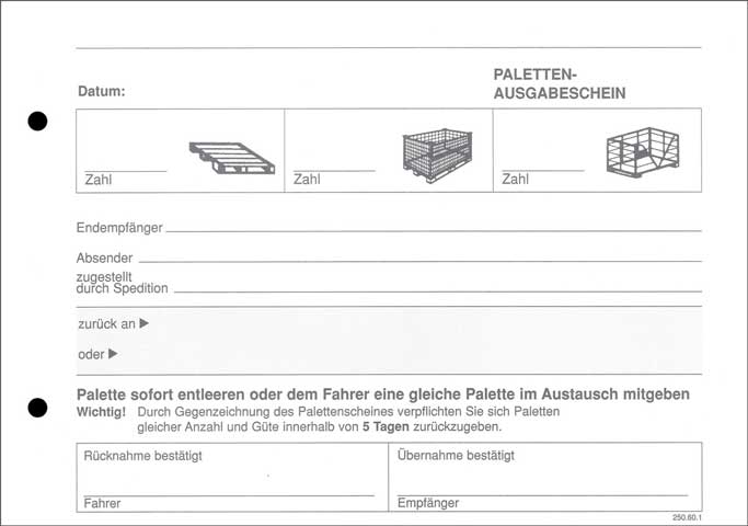 Palettenschein / Lademittelnachweis - Block