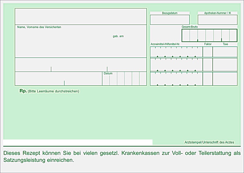 Grünes Rezept - Einzelblatt