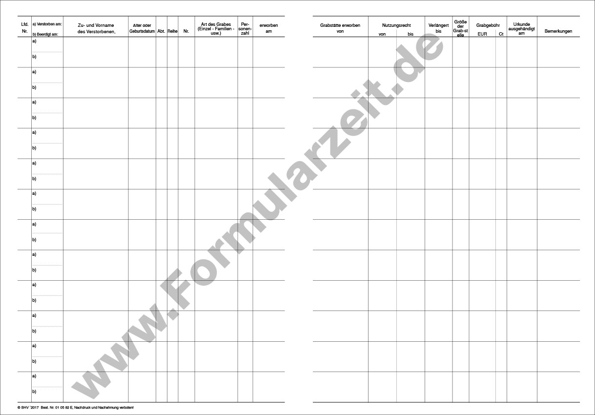 Gräber- u. Gebühren-Verzeichnis Innenteil
