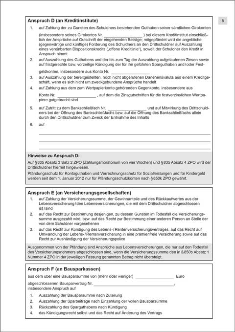 Antrag auf Erlass eines Pfändungs- und Überweisungsbeschlusses zur Pfändung von sonstigen Geldfordrg Seite 1